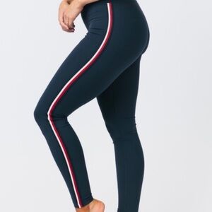 Zyia Leggings Red White Blue Tuxedo Stripe Patriotic Size 14/16 XXL